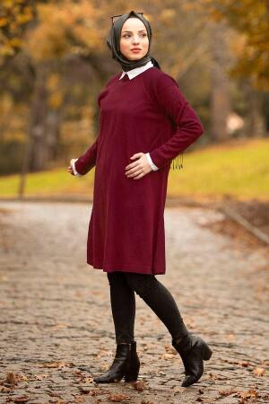 Neva Style - Mahogany Hijab knitwear tunic 20120BR - 1