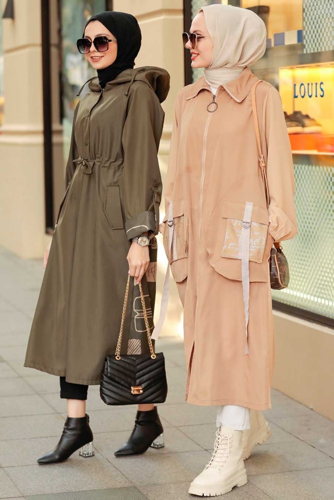  Neva Style - Manteau Hijab Biscuit 19228BS - 4