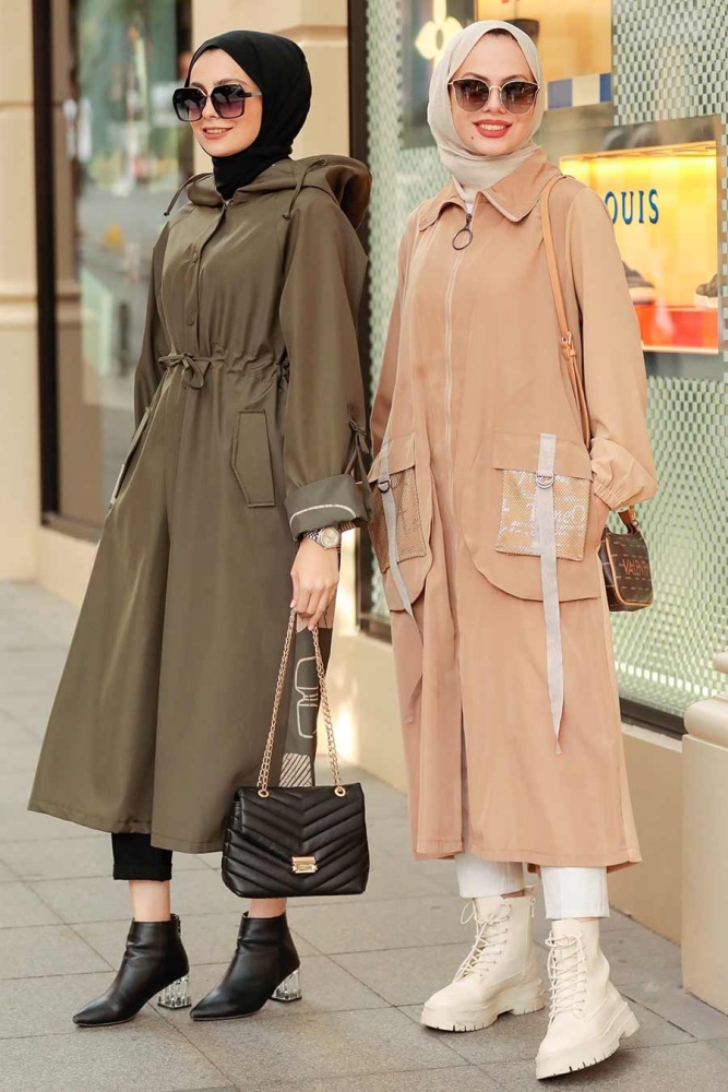  Neva Style - Manteau Hijab Biscuit 19228BS - 5