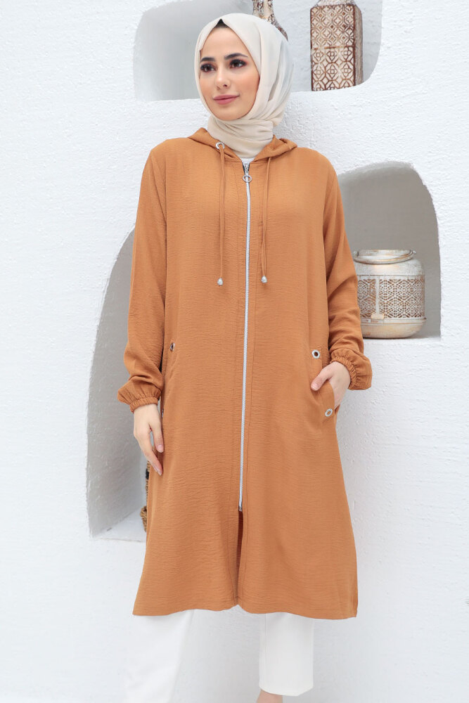 Neva Style - Manteau Hijab Biscuit 2585BS - 2