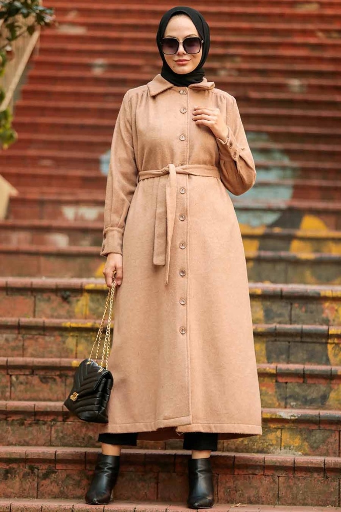  Neva Style - Manteau Hijab Biscuit 4554BS - 8