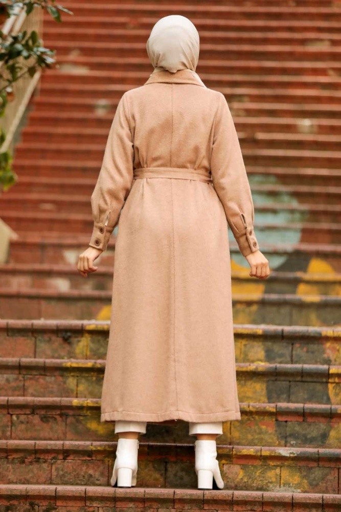  Neva Style - Manteau Hijab Biscuit 4554BS - 4
