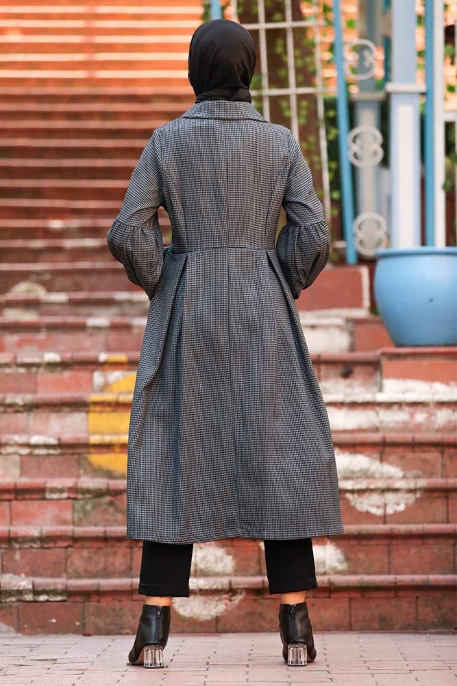 Neva Style - Manteau Hijab Bleu İdigo 55920IM - 2