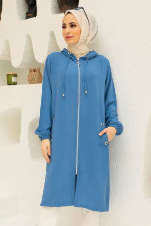 Neva Style - Manteau Hijab Bleu Indigo 2585IM - 1