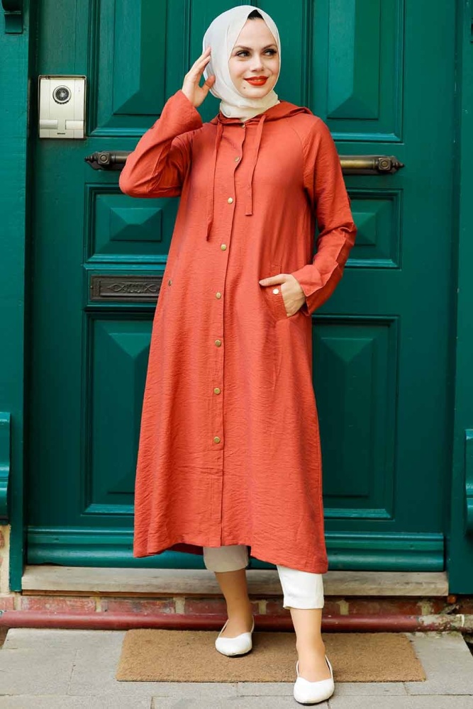  Neva Style - Manteau Hijab à Capuche Carrelé 17250KRMT - 1