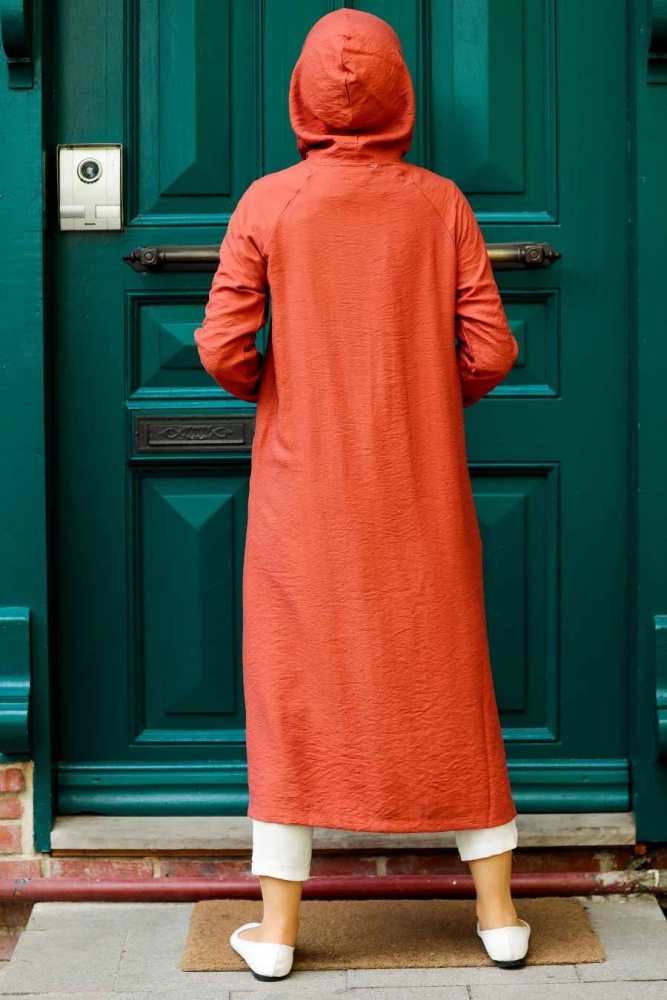  Neva Style - Manteau Hijab à Capuche Carrelé 17250KRMT - 2