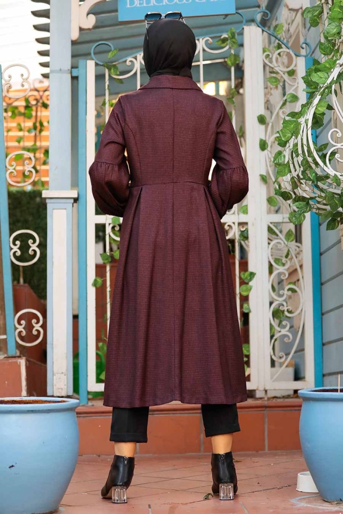 Neva Style - Manteau Hijab Cerise 55920VSN - 2