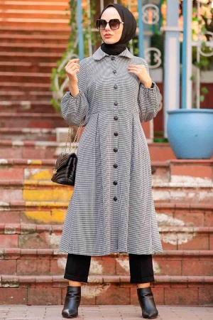 Neva Style - Manteau Hijab écru 55920E - 1