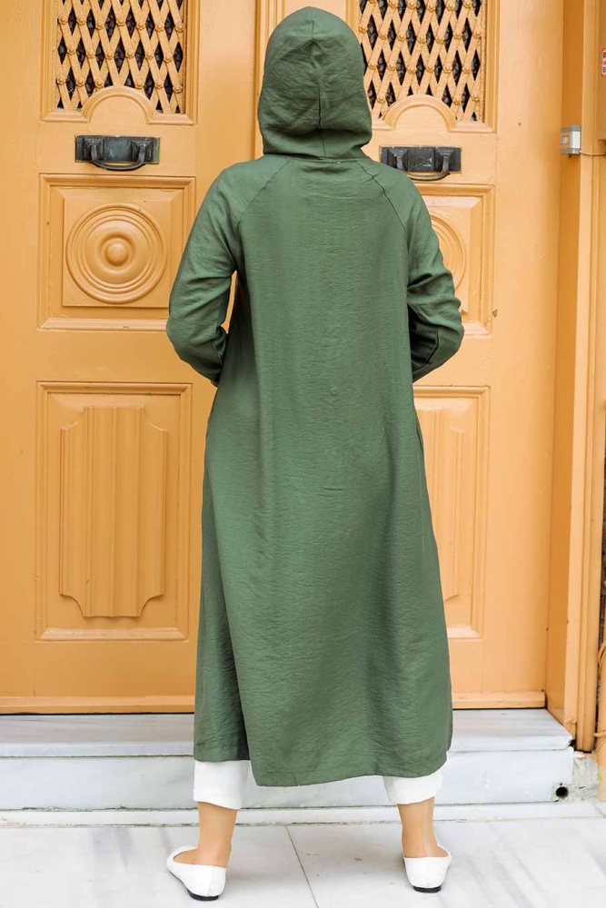 Neva Style - Manteau Hijab Kaki 17250HK - 3