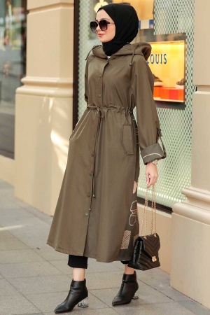  Neva Style - Manteau Hijab Kaki 19223HK - 1