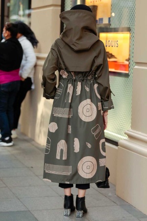  Neva Style - Manteau Hijab Kaki 19223HK - 5