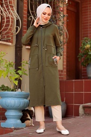  Neva Style - Manteau Hijab Kaki 4401HK - 2