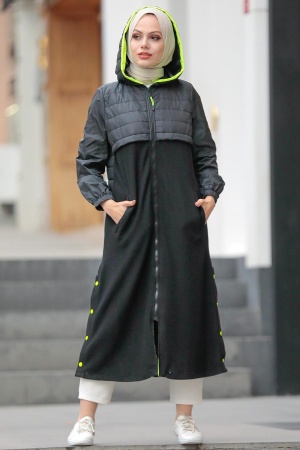 Neva Style - Manteau Hijab Noir 19220S - 1