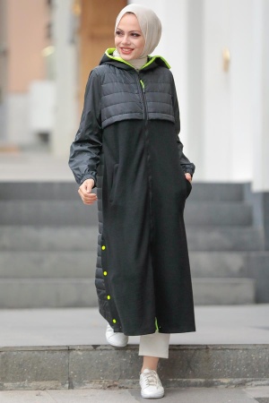 Neva Style - Manteau Hijab Noir 19220S - 3