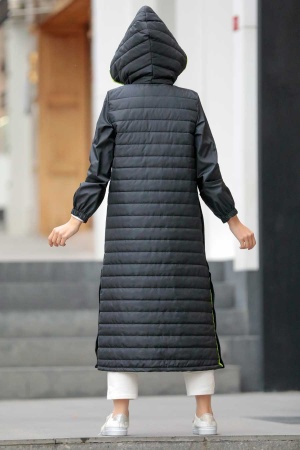 Neva Style - Manteau Hijab Noir 19220S - 4