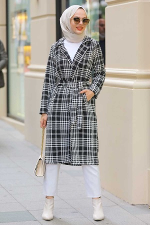  Neva Style - Manteau Hijab Noir 2359S - 1