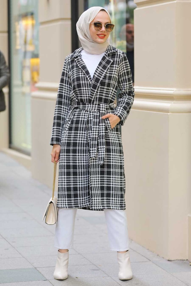  Neva Style - Manteau Hijab Noir 2359S - 1