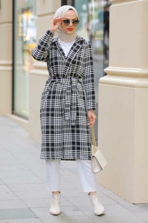  Neva Style - Manteau Hijab Noir 2359S - 2