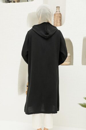 Neva Style - Manteau Hijab Noir 2585S - 3