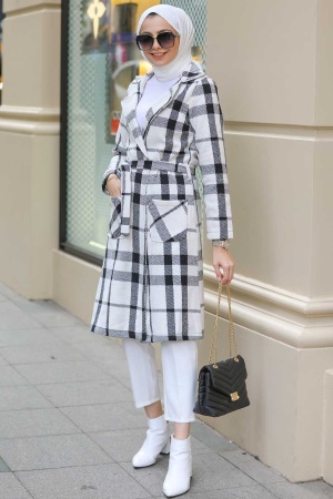  Neva Style - Manteau Hijab Noir 8075S - 1