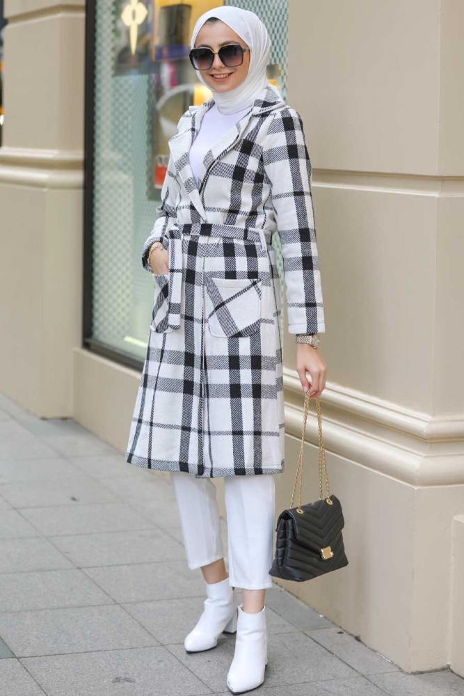  Neva Style - Manteau Hijab Noir 8075S - 1