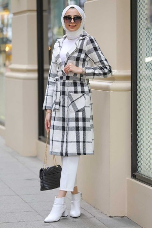  Neva Style - Manteau Hijab Noir 8075S - 3