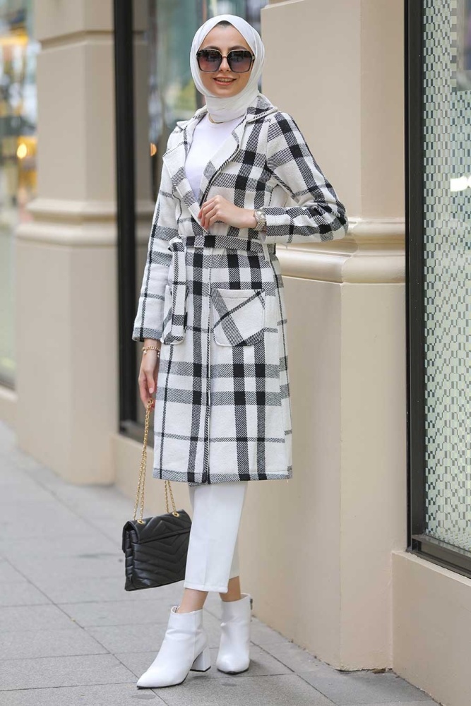  Neva Style - Manteau Hijab Noir 8075S - 3