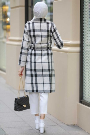  Neva Style - Manteau Hijab Noir 8075S - 4