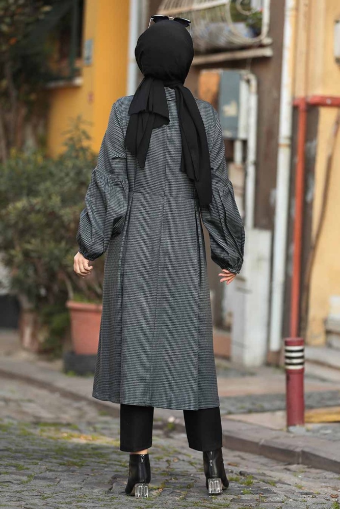 Neva Style - Manteau Hijab Vert Amande 55920CY - 2