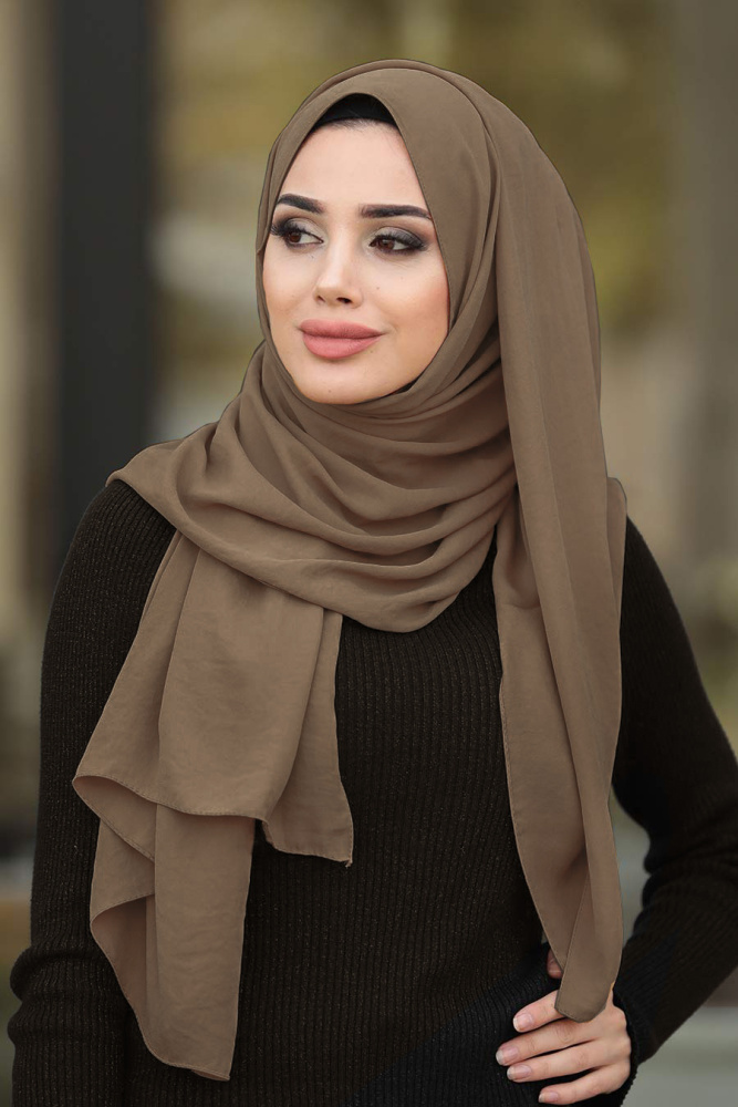 Neva Style - Medine İpeği Vizon Şal 7513V - 1