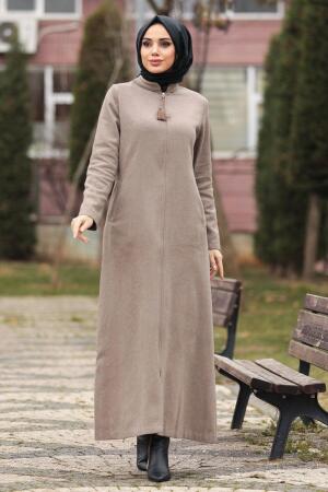 Neva Style - Mink Color Hijab Coat 55120V - 1