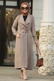 Neva Style - Mink Color Hijab Jaket Coat 5494V - Thumbnail