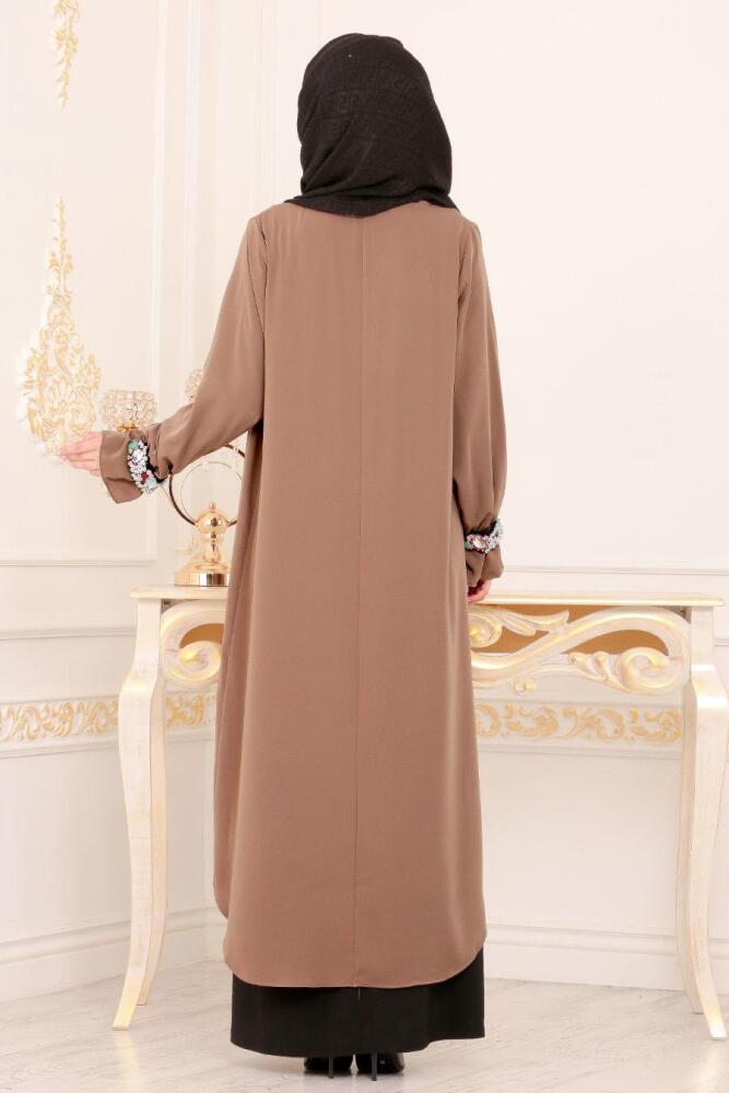 Pul Payetli Vizon Tesettür Abaya 8892V - 2