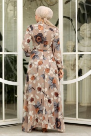 Neva Style - Mink Hijab Dress 279325V - Thumbnail