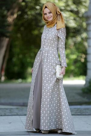 Neva Style - Mink Hijab Dress 7061V - 1