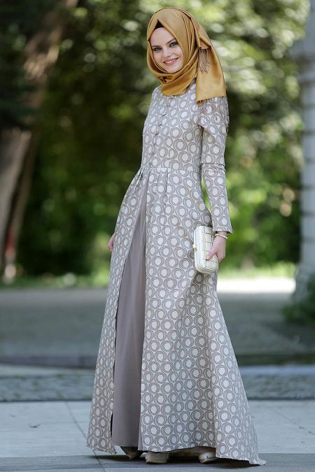 Neva Style - Mink Hijab Dress 7061V - 1