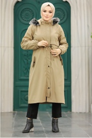 Neva Style - Mink Hijab Parka Coat 60651V - Thumbnail