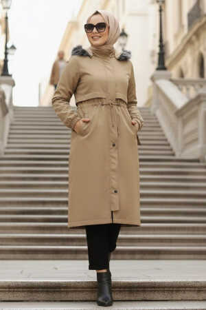 Mink Hijab Parka Coat 60651V - 1