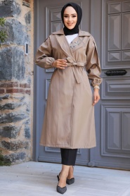 Neva Style - Mink Hijab Trench Coat 639V - Thumbnail