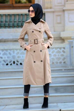 Neva Style - Mink Hijab Trenchcoat 2097V - 1