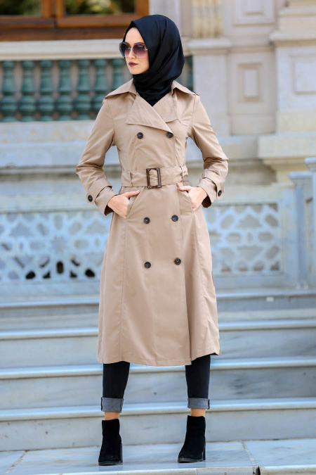 Neva Style - Mink Hijab Trenchcoat 2097V