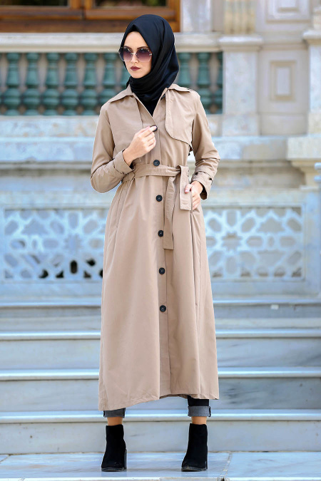 Neva Style - Mink Hijab Trenchcoat 21190V