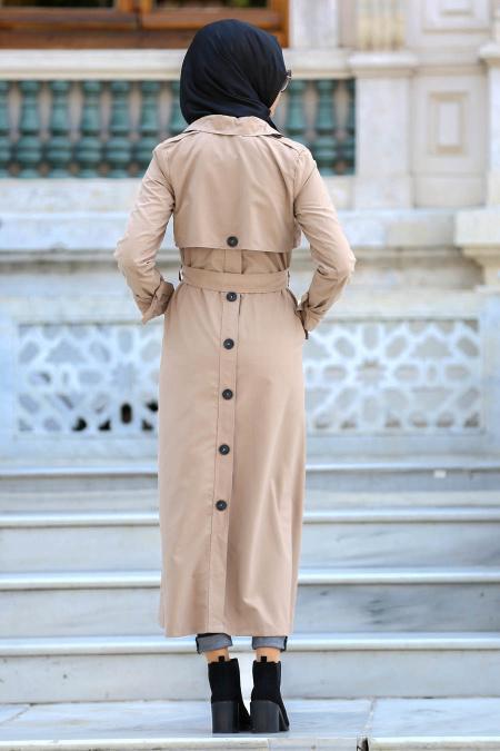 Neva Style - Mink Hijab Trenchcoat 21190V - 2