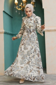 Neva Style - Mink Hijab Turkish Dress 27950V - Thumbnail