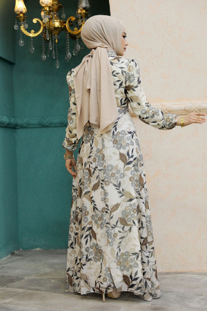 Mink Hijab Turkish Dress 27950V - 4