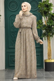  Neva Style - Mink Hijab Turkish Dress 29712V - Thumbnail
