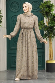  Neva Style - Mink Hijab Turkish Dress 29712V - Thumbnail