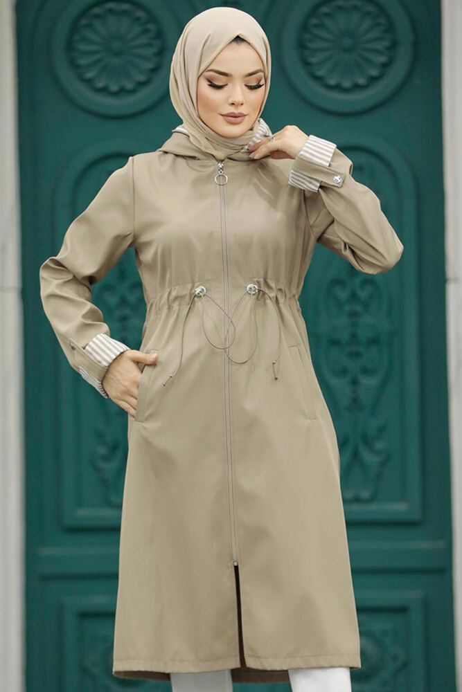 Mink Hijab Turkish Trench Coat 613V - 1