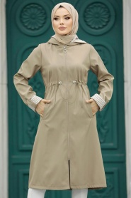 Neva Style - Mink Hijab Turkish Trench Coat 613V - Thumbnail