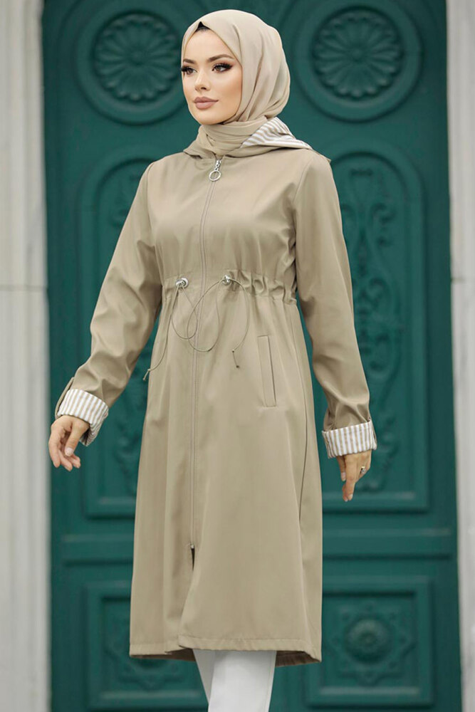 Mink Hijab Turkish Trench Coat 613V - 3